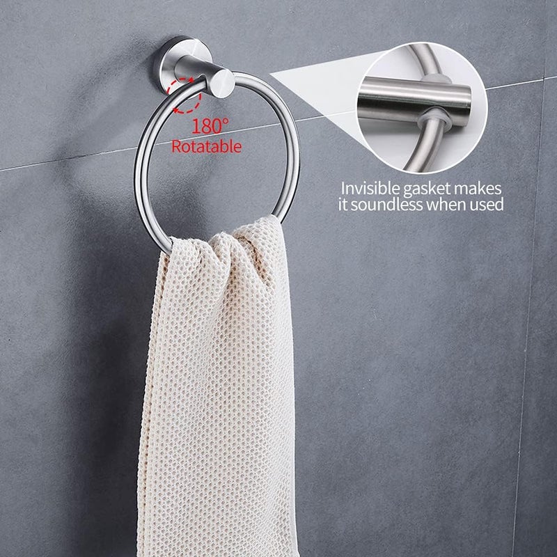 Ruby Q 20pcs Bathroom Hardware Set, Brushed Nickel Bathroom Hardware Set, Including 16" Hand Towel Bars, Toilet Paper Holders, Towel Rings, Robe Towel Hooks - Image 5